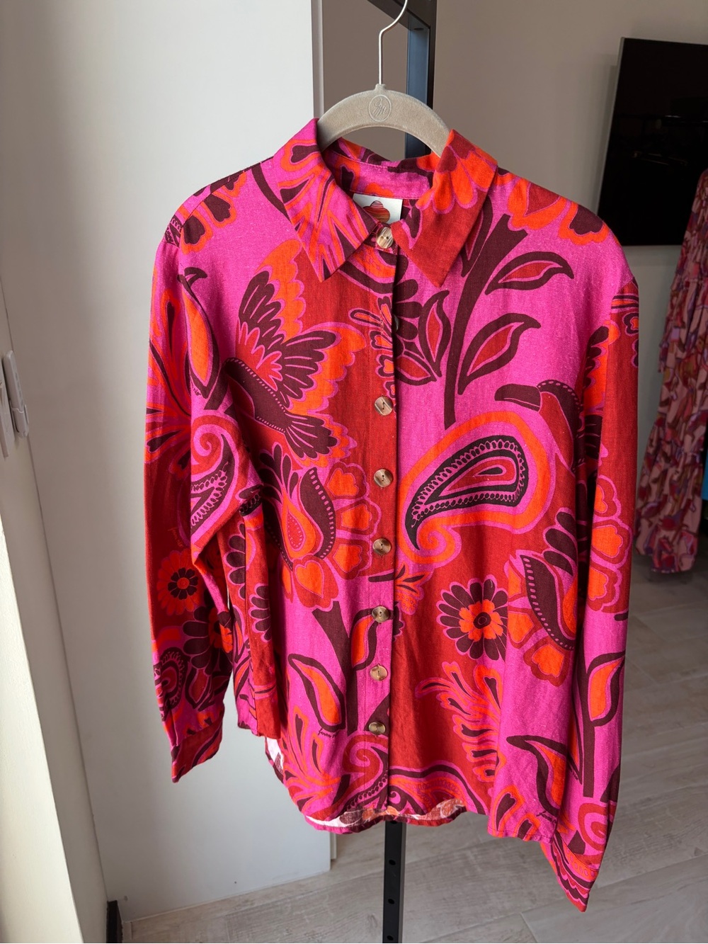 Farm Rio: Floral Button-Front Pink Shirt - Picture 9 of 9